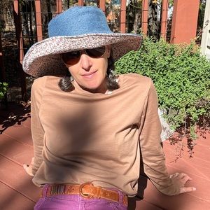 Denim and calico bucket hat